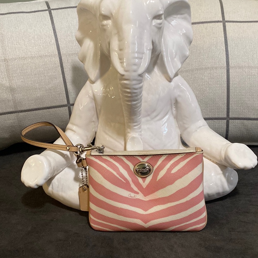 Coach Pink Zebra print wristlet